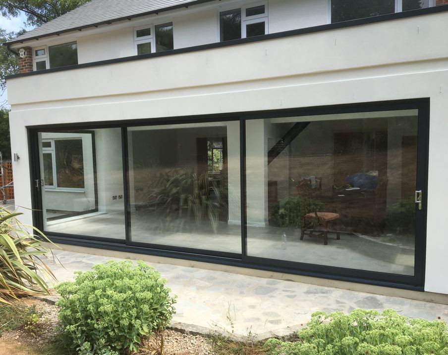 house with aluminium patio sliding doors